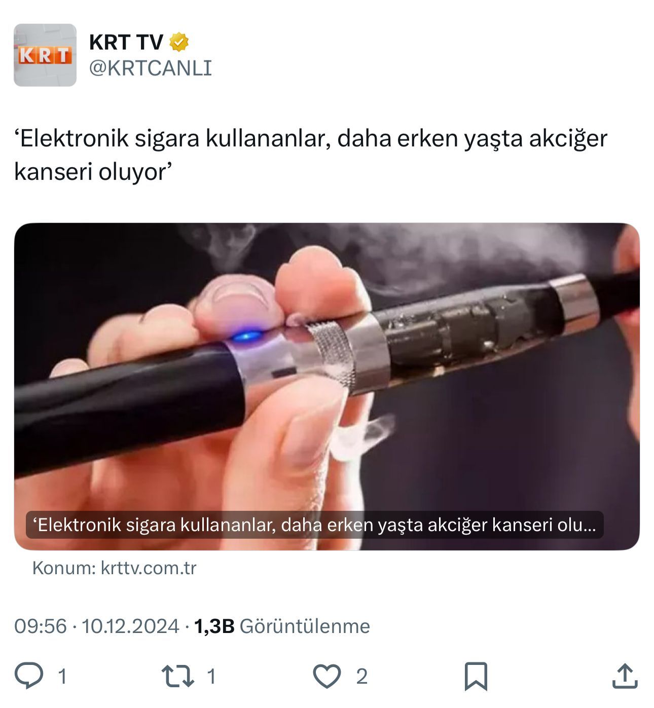 Elektronik Sigara Kullananlar Daha Erken Yaşta Akciğer Kanseri Oluyor