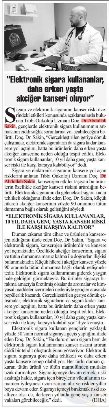 Elektronik Sigara Kullananlar, Daha Erken Yaşta Akciğer Kanseri Oluyor