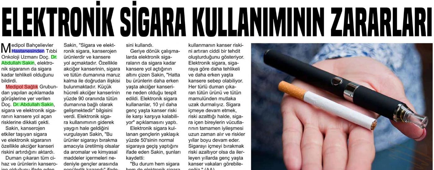 Elektronik Sigara Kullanımının Zararları