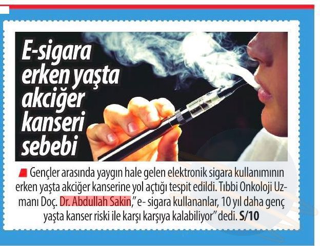 E-sigara Erken Yaşta Akciğer Kanseri Sebebi