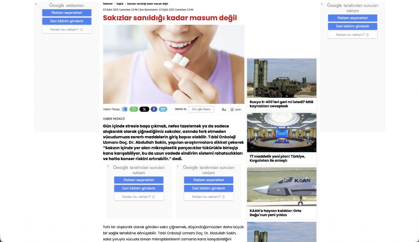 Sakızlar sanıldığı kadar masum değil 