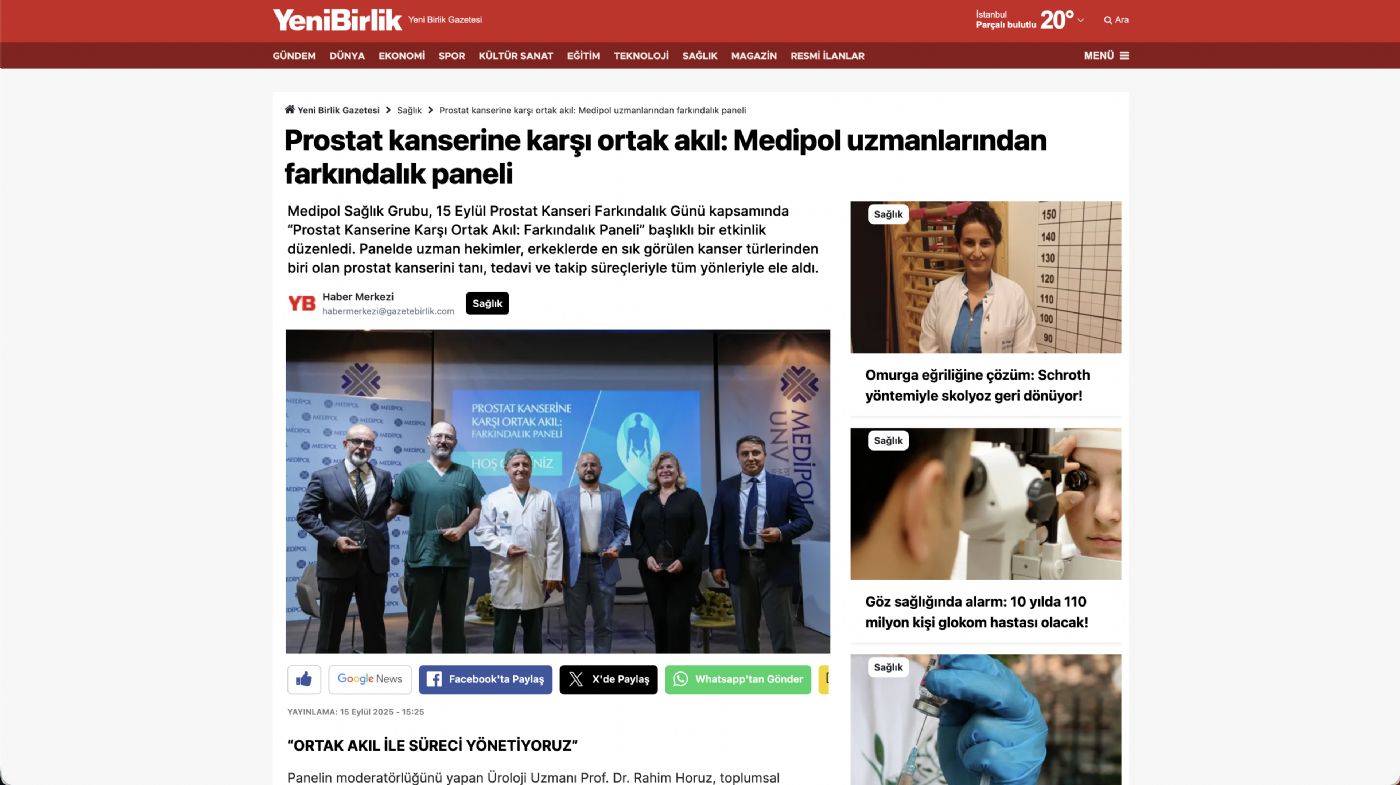 Prostat kanserine karşı ortak akıl: Medipol uzmanlarından farkındalık paneli