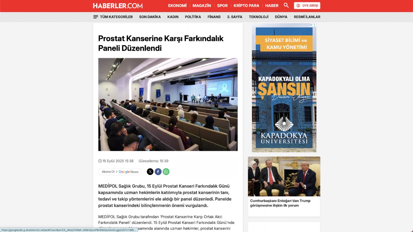 Prostat Kanserine Karşı Farkındalık Paneli Düzenlendi