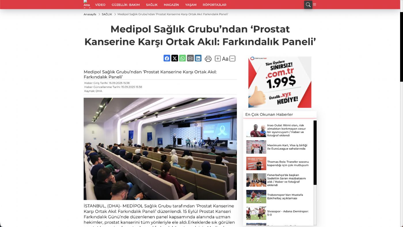 Medipol Sağlık Grubu’ndan ‘Prostat Kanserine Karşı Ortak Akıl: Farkındalık Paneli’