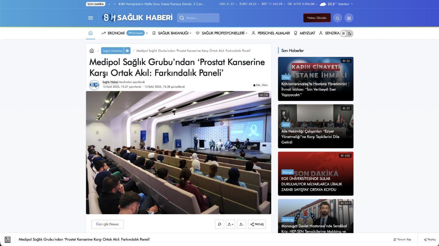 Medipol Sağlık Grubu’ndan ‘Prostat Kanserine Karşı Ortak Akıl: Farkındalık Paneli’