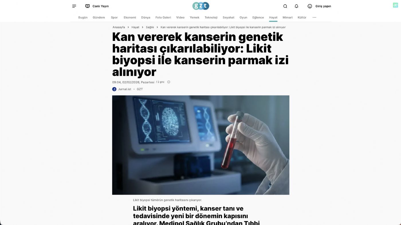 Kan vererek kanserin genetik haritası çıkarılabiliyor: Likit biyopsi ile kanserin parmak izi alınıyor