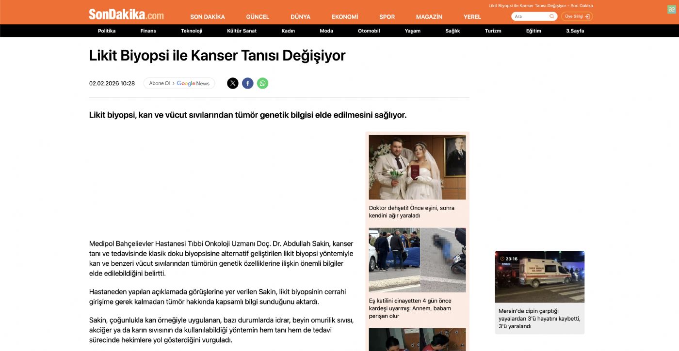 Likit Biyopsi ile Kanser Tanısı Değişiyor