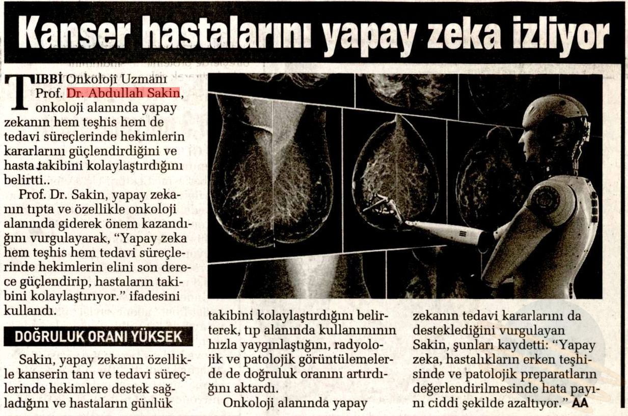 Kanser hastalarını yapay zekâ izliyor